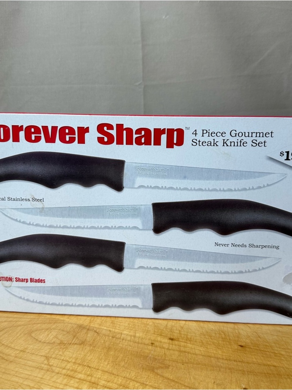 Forever Sharp Black and Silver Steak Knife Set - 4 Piece